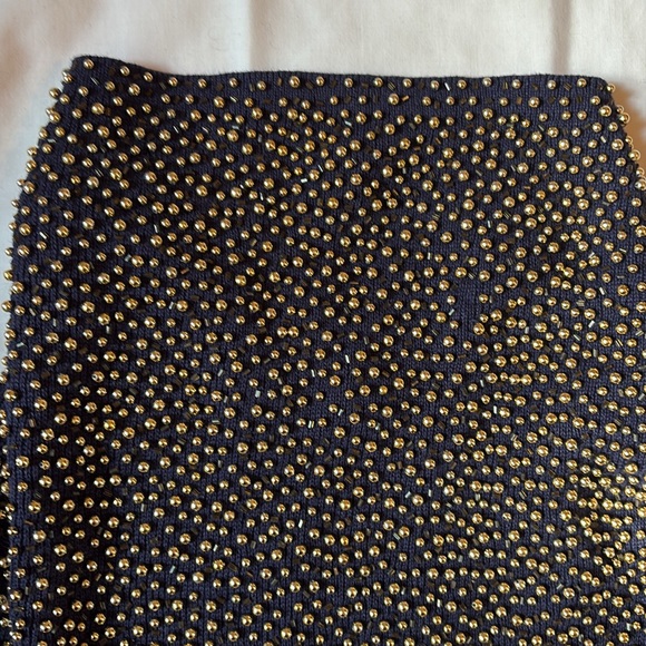 Vtg 80s Bonnie Boerer & Company Beaded Navy Blue Cowl Neck Sweater - Picture 8 of 9